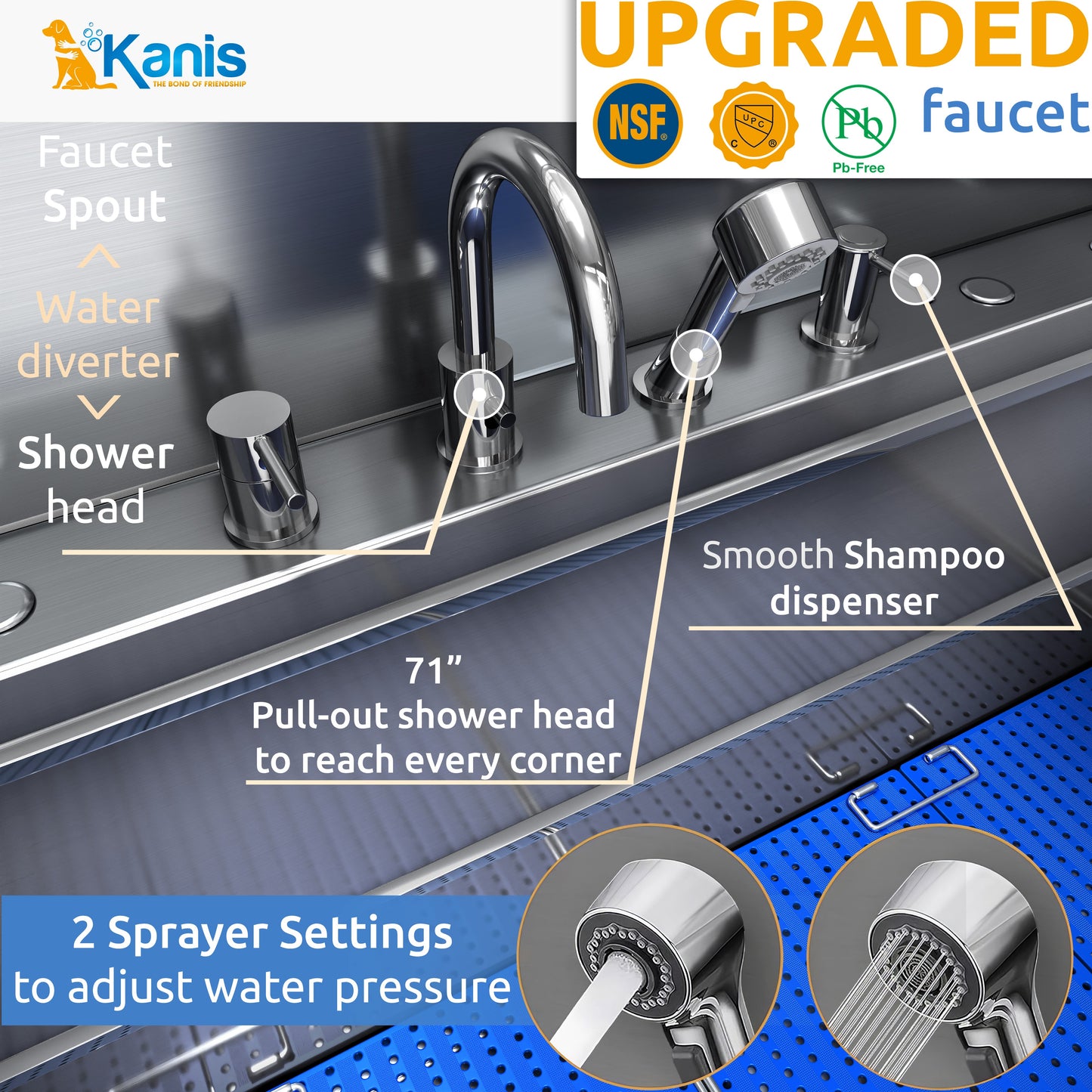 KANIS - Professional Stainless Steel Dog Bathing Station